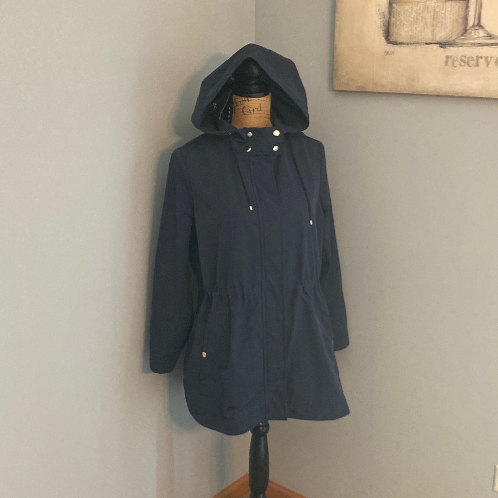 LOFT Navy Hooded NWT Jacket Women Size Large Petite - Picture 2 of 12